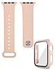 iWatch 45mm Silicone Soft Band & Bumper Case with Tempered Glass - LIGHT PINK (Only Ground Shipping)
