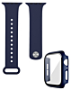 iWatch 45mm Silicone Soft Band & Bumper Case with Tempered Glass - NAVY BLUE (Only Ground Shipping)