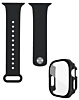 iWatch 49mm Silicone Soft Band & Bumper Case with Tempered Glass - BLACK (Only Ground Shipping)