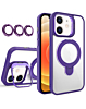 Magnetic Clear Case with 2 Kickstand & Camera Lens - DARK PURPLE for iPhone 11 (Only Ground Shipping)