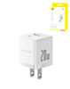 BASEUS USB A+C Palm Dual Fast Mini Charger (20W) (MOON WHITE)