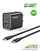 Esoulk USB C+A PD/QC Wall Adapter with USB C-C Cable (5ft) (20W) (BLACK) (Only Ground Shipping)