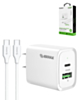Esoulk USB C+A PD/QC Wall Adapter with USB C-C Cable (5ft) (20W) (WHITE) (Only Ground Shipping)