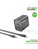 Esoulk USB C+A PD/QC Wall Adapter with USB C-L Non-MFI Cable (5ft) (20W) (BLACK) (Only Ground Shipping)