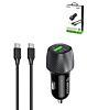 Esoulk PD&QC USB C+A Car Charger with USB C-C Cable (3ft) (48W) (BLACK) (Only Ground Shipping)