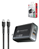 PowerPeak Triple Port GAN Charger with USB C-C Cable - (BLACK) (6 ft) (65W) (Only Ground Shipping)