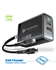 PowerPeak Triple Port GAN Charger with USB C-C Cable - (BLACK) (6 ft) (65W) (Only Ground Shipping)