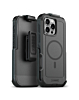xBase by PowerPeak - Boulder MagSafe Heavy-Duty Co-Molded Rugged Protective Case withBelt Clip - (BLACK) for iPhone 16 Pro Max (Only Ground Shipping)