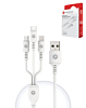 PowerPeak ECONOMY 3in1 USB C+A+M Cable (WHITE) (3ft) (18W) (Only Ground Shipping)