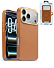 xBase by PowerPeak - Leather Magsafe Case for iPhone 17 Pro - (BROWN) (Only Ground Shipping)