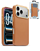 xBase by PowerPeak - Leather Magsafe Case for iPhone 17 Pro Max - (BROWN) (Only Ground Shipping)