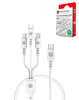 PowerPeak ECONOMY 3in1 USB-C to C+A+M Cable (WHITE) (3ft) (18W) (Only Ground Shipping)