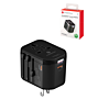 PowerPeak Universal Power Adapter with USB-C & USB-A Ports (30W) - (BLACK) (Only Ground Shipping)