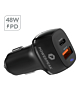 PowerPeak USB A+C Dual Port Power Delivery Car Charger (48W) - (BLACK) (Only Ground Shipping)