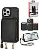 xBase by PowerPeak - Crossbody Zipper Purse for iPhone 14 Pro Max - (BLACK) (Only Ground Shipping)