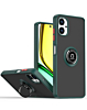 Galaxy A06 Hard PC Rear / Soft TPU Colorful Border Case with I-ring Holder - DARK GREEN (Only Ground Shipping)