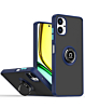 Galaxy A06 Hard PC Rear / Soft TPU Colorful Border Case with I-ring Holder - NAVY BLUE (Only Ground Shipping)