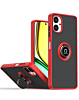 Galaxy A06 Hard PC Rear / Soft TPU Colorful Border Case with I-ring Holder - RED (Only Ground Shipping)