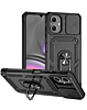 Dual Layers Hybrid Case with Metal Ring And Camera Protector - BLACK for Galaxy A07 (Only Ground Shipping)