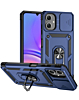 Dual Layers Hybrid Case with Metal Ring And Camera Protector - NAVY BLUE for Galaxy A07 (Only Ground Shipping)