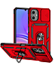 Dual Layers Hybrid Case with Metal Ring And Camera Protector - RED for Galaxy A07 (Only Ground Shipping)