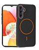Magnetic Leather Soft Cases - BLACK & ORANGE for Galaxy A16 (Only Ground Shipping)