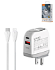 LDNIO A2522C QC3.0+PD Dual USB A Wall Charger with USB C-L Non-MFI Cable (3ft) (30W) (Only Ground Shipping)