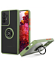 Galaxy A32 5G Hard PC Rear / Soft TPU Colorful Border Case with I - ring Holder - GREEN (Only Ground Shipping)