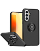 Galaxy A37  Hard PC Rear / Soft TPU Colorful Border Case with I-ring Holder - BLACK (Only Ground Shipping)