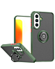 Galaxy A37  Hard PC Rear / Soft TPU Colorful Border Case with I-ring Holder - NAVY GREEN (Only Ground Shipping)
