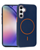 Magnetic Leather Soft Cases (WAYNE BLUE & ORANGE) for Galaxy A54 (Only Ground Shipping)