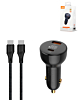 LDNIO C101 Dual USB A+C Car Charger with USB C-C Cable (3ft) (100W) (GRAY) (Only Ground Shipping)