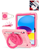 Shockproof Heavy Duty Stand Case with Pen Slot - PINK & HOT PINK for iPad 10 (2022) / iPad 11 (2025) (Only Ground Shipping)