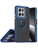 Hard PC Rear / Soft TPU Colorful Border Case with I-ring Holder - BLUE for Moto G 5G (2025) (Only Ground Shipping)