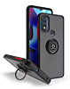 Moto G Pure- G Power 2022-G Play (2022 / 2023) Hard PC Rear / Soft TPU Colorful Border Case with I-ring Holder - BLACK (Only Ground Shipping)
