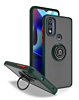 Moto G Pure- G Power 2022-G Play (2022 / 2023) Hard PC Rear / Soft TPU Colorful Border Case with I-ring Holder - DARK GREEN (Only Ground Shipping)