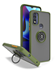 Moto G Pure- G Power 2022-G Play (2022 / 2023) Hard PC Rear / Soft TPU Colorful Border Case with I-ring Holder - GREEN (Only Ground Shipping)