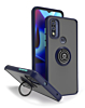 Moto G Pure- G Power 2022-G Play (2022 / 2023) Hard PC Rear / Soft TPU Colorful Border Case with I-ring Holder - NAVY BLUE (Only Ground Shipping)