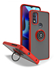 Moto G Pure- G Power 2022-G Play (2022 / 2023) Hard PC Rear / Soft TPU Colorful Border Case with I-ring Holder - RED (Only Ground Shipping)