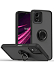 Moto G Play 4G (2024) Hard PC Rear / Soft TPU Colorful Border Case with I - ring Holder - BLACK (Only Ground Shipping)