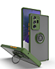 Galaxy Note 20 Ultra Hard PC Rear / Soft TPU Colorful Border Case with I-ring Holder -DARK GREEN (Only Ground Shipping)