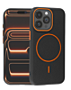 Magnetic Leather Soft Cases - BLACK & ORANGE for iPhone 12 / 12 Pro (Only Ground Shipping)