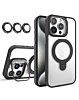 Magnetic Clear Case with 2 Kickstand & Camera Lens - BLACK for iPhone 12 / 12 Pro (Only Ground Shipping)
