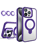 Magnetic Clear Case with 2 Kickstand & Camera Lens - DARK PURPLE for iPhone 12 / 12 Pro (Only Ground Shipping)