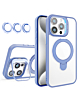 Magnetic Clear Case with 2 Kickstand & Camera Lens - LIGHT BLUE for iPhone 12 / 12 Pro (Only Ground Shipping)