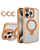 Magnetic Clear Case with 2 Kickstand & Camera Lens - ORANGE for iPhone 12 / 12 Pro (Only Ground Shipping)