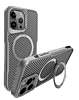 Carbon Fiber Magnetic Kickstand Case - GRAY for iPhone 12 / 12 Pro (Only Ground Shipping)