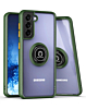 Galaxy S21 Hard PC Rear / Soft TPU Colorful Border Case with I-ring Holder - DARK GREEN (Only Ground Shipping)