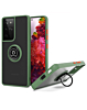 Galaxy S21 Ultra Hard PC Rear / Soft TPU Colorful Border Case with I-ring Holder - DARK GREEN (Only Ground Shipping)