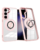 Galaxy S23 Transparent Wireless Charging Case with Ring Holder - PINK (Only Ground Shipping)